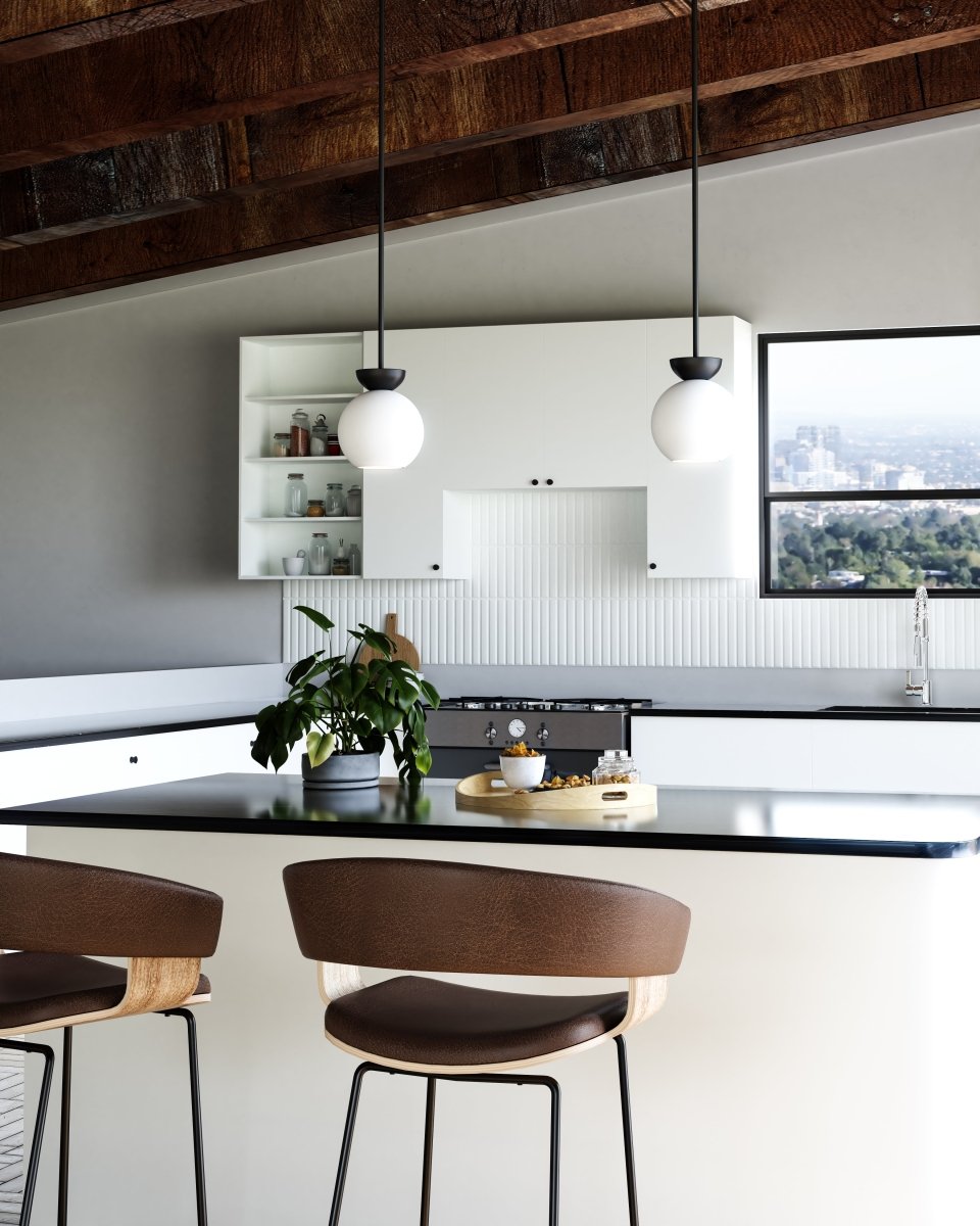 Suspension Arcadia - Verre noir / opale by Kuzco Lighting | Luminaires & cie