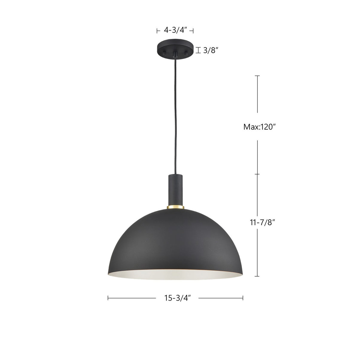 Suspension Archibald Noir / Or, 15 3/4" – vue 2