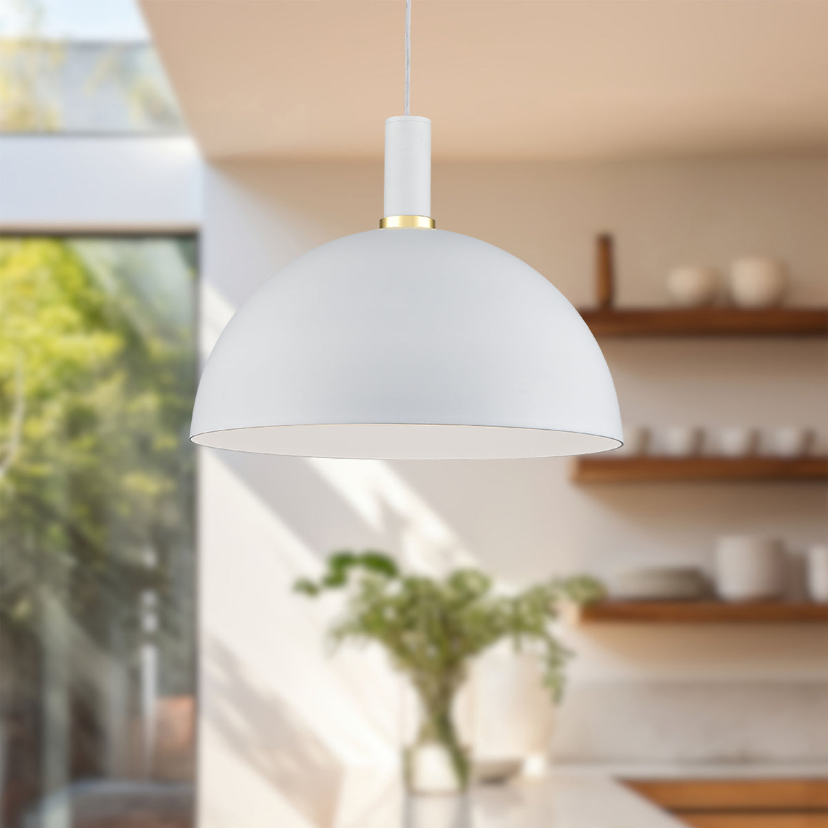 Suspension Archibald Blanc / Or, 15 3/4" – vue 2