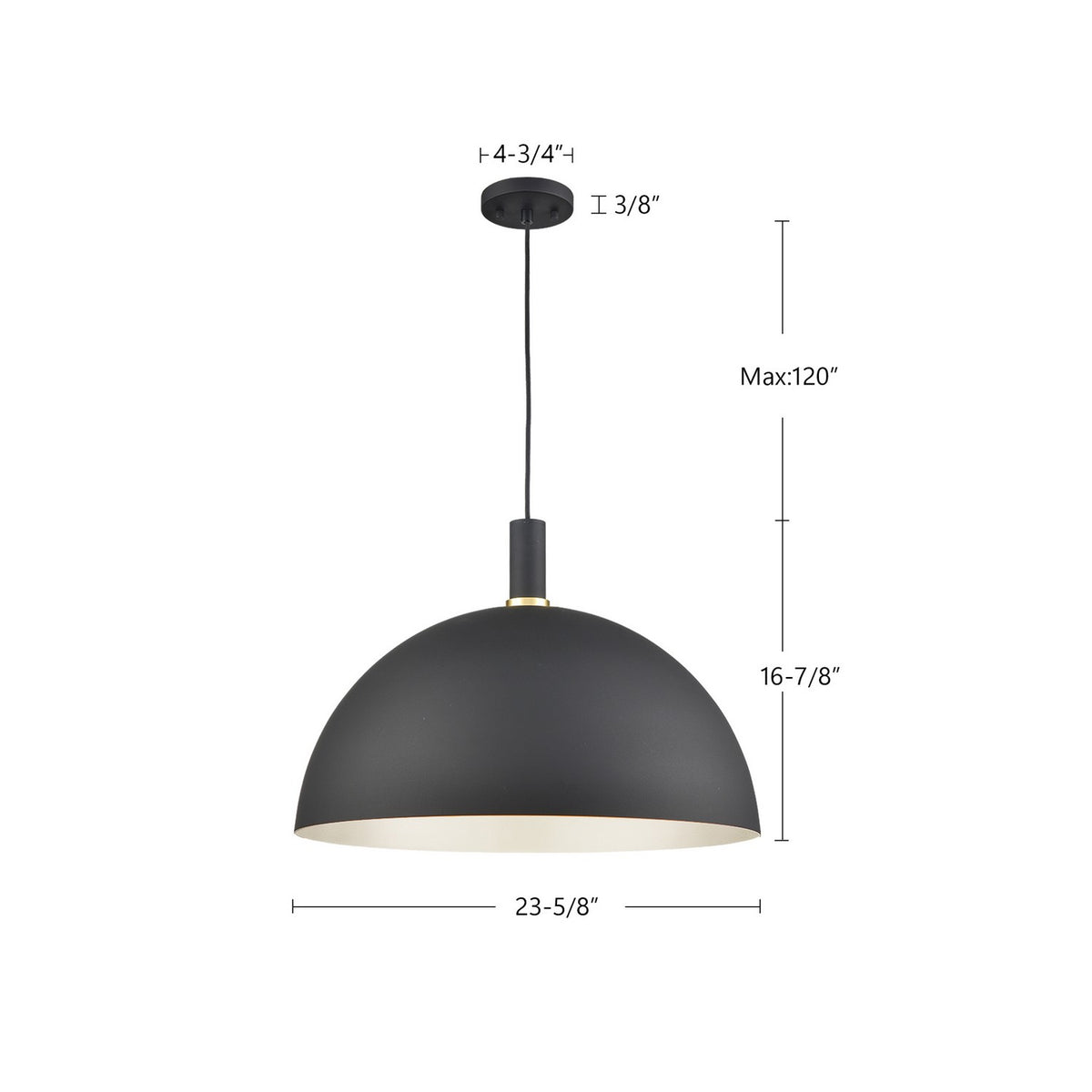 Suspension Archibald Noir / Or, 23 5/8" – vue 2