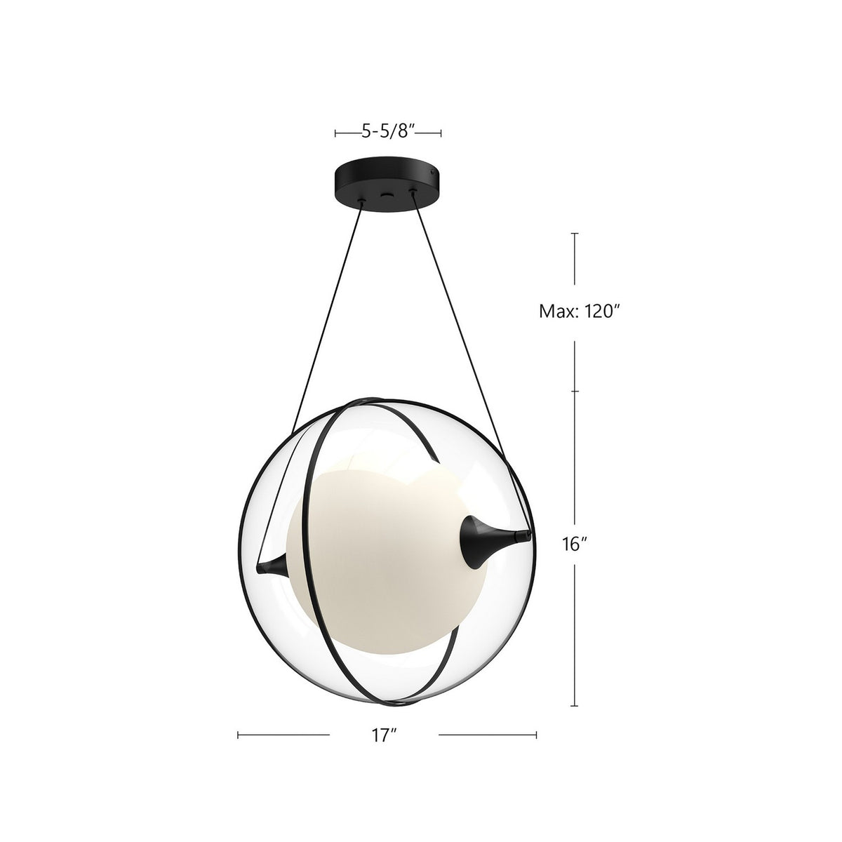Suspension Aries Noir, 16" – vue 3