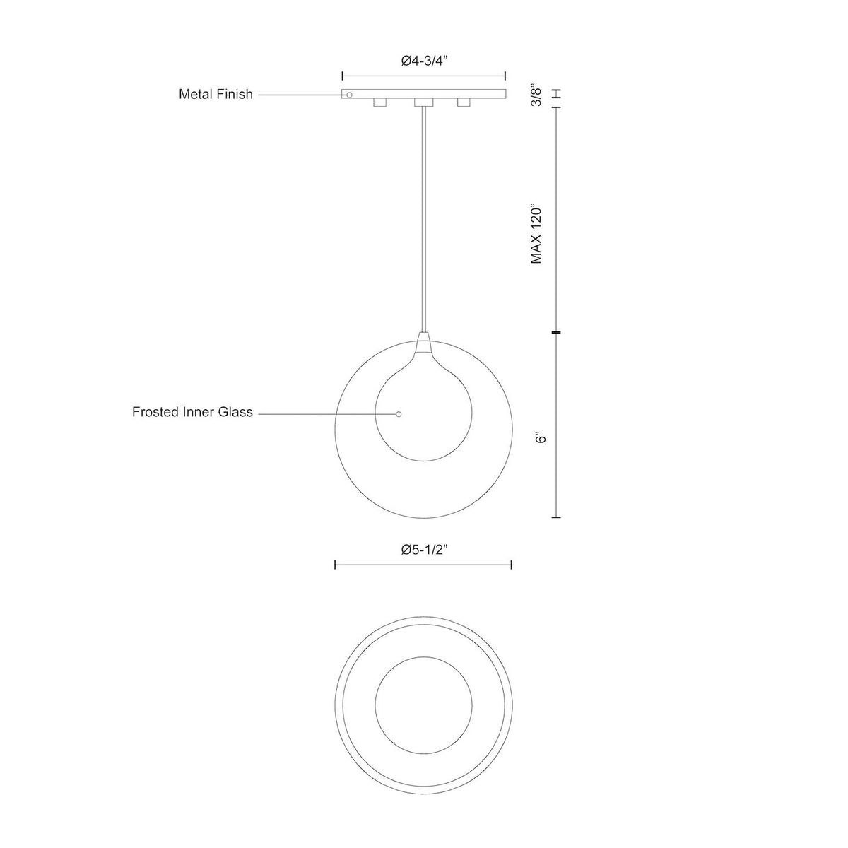Mini-suspension Bolla Or brossé – vue 5