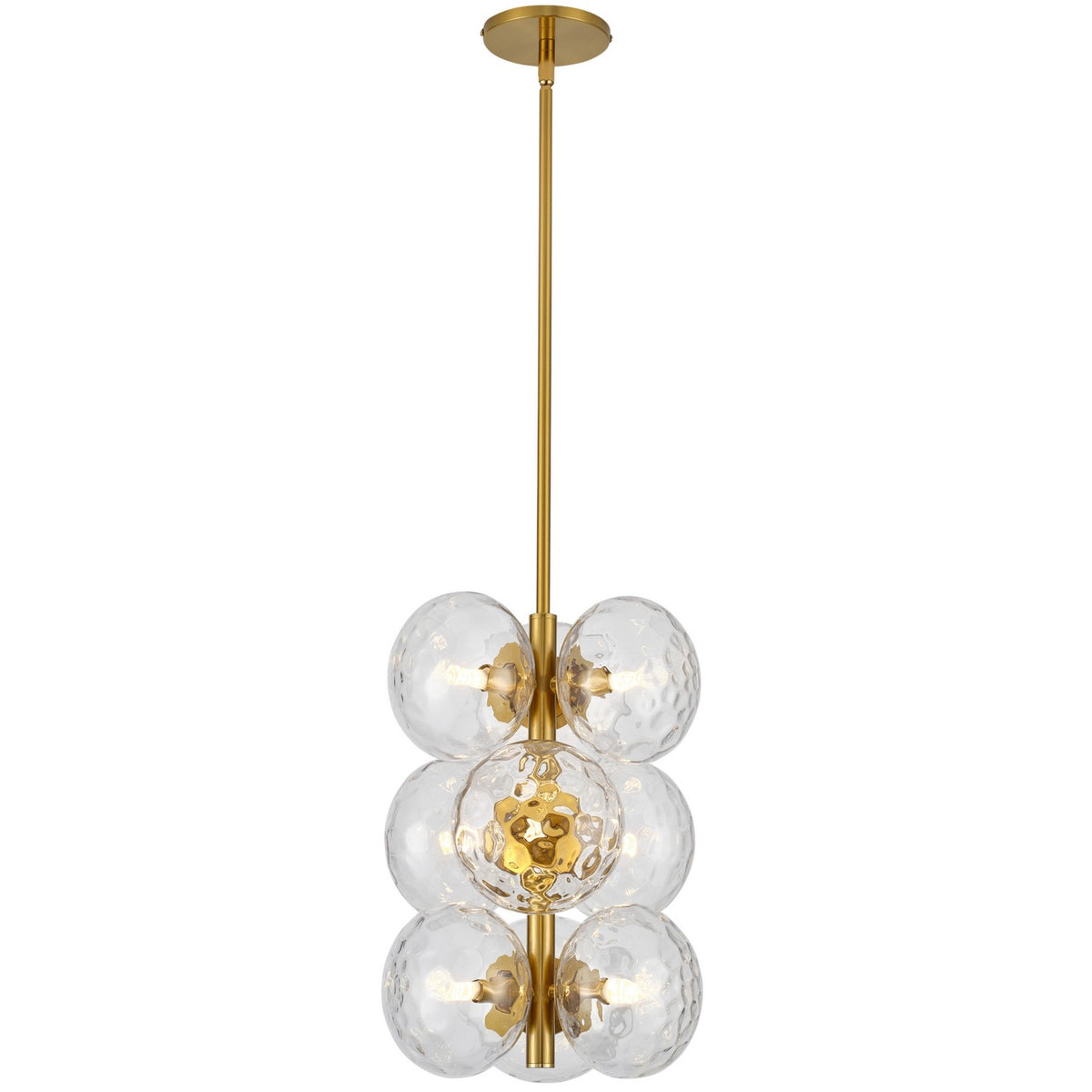 Suspension Burlat nombre ampoules 9, Transparent / Laiton vieilli – vue 2