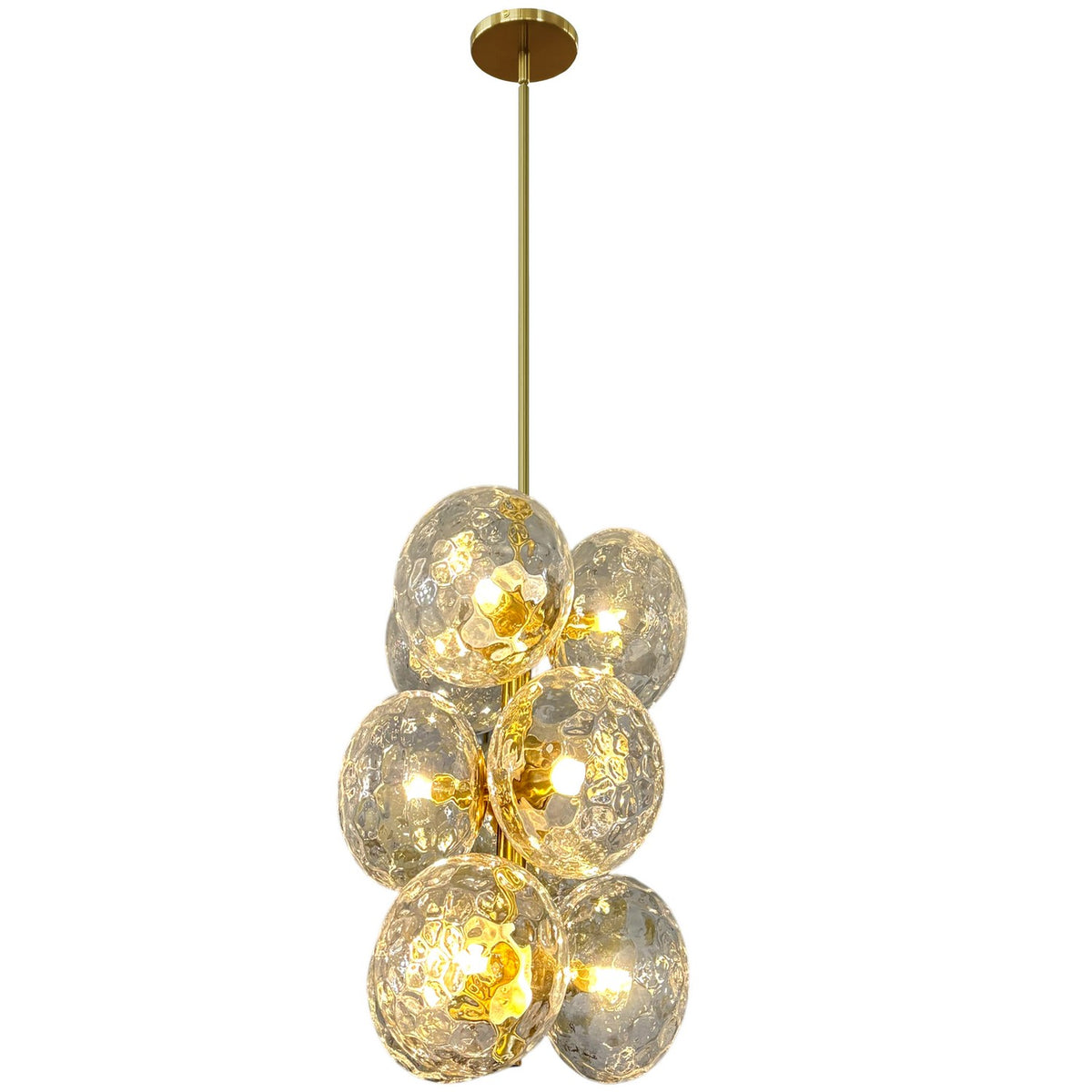 Suspension Burlat nombre ampoules 9, Transparent / Laiton vieilli – vue 3