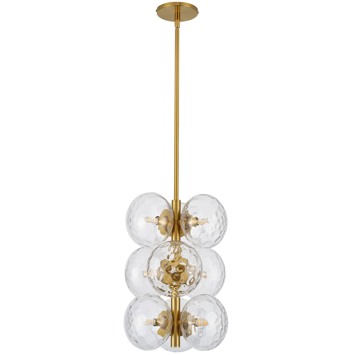 Suspension Burlat nombre ampoules 9, Transparent / Laiton vieilli – Dainolite