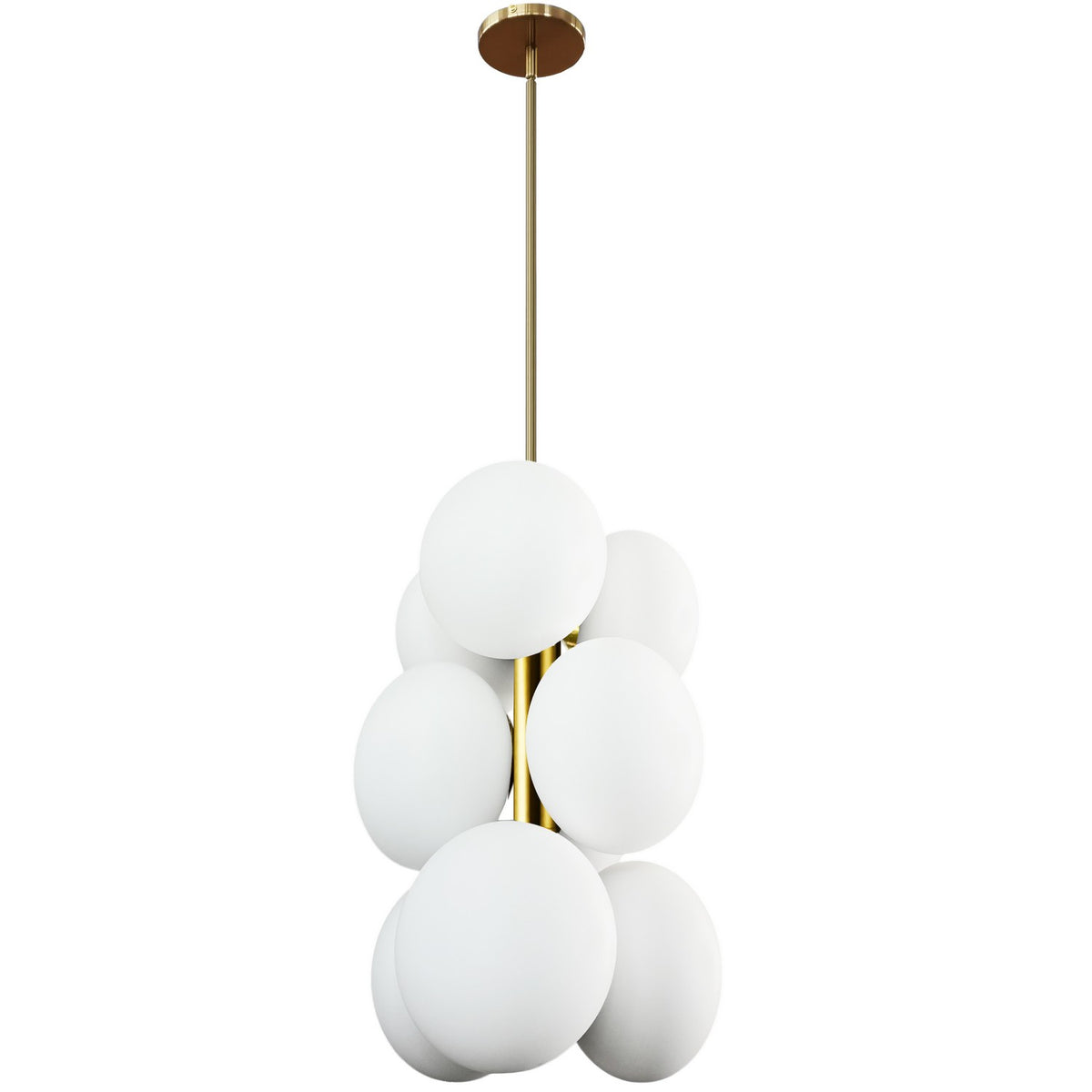 Suspension Burlat nombre ampoules 9, Blanc / Laiton vieilli – Dainolite