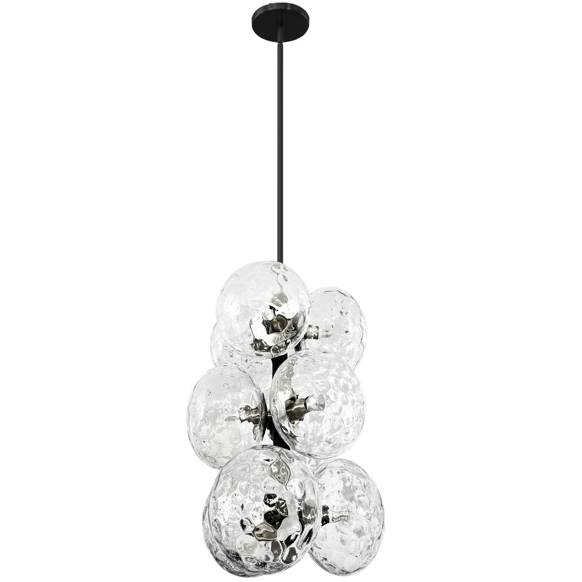 Suspension Burlat nombre ampoules 9, Transparent / Noir mat – Dainolite