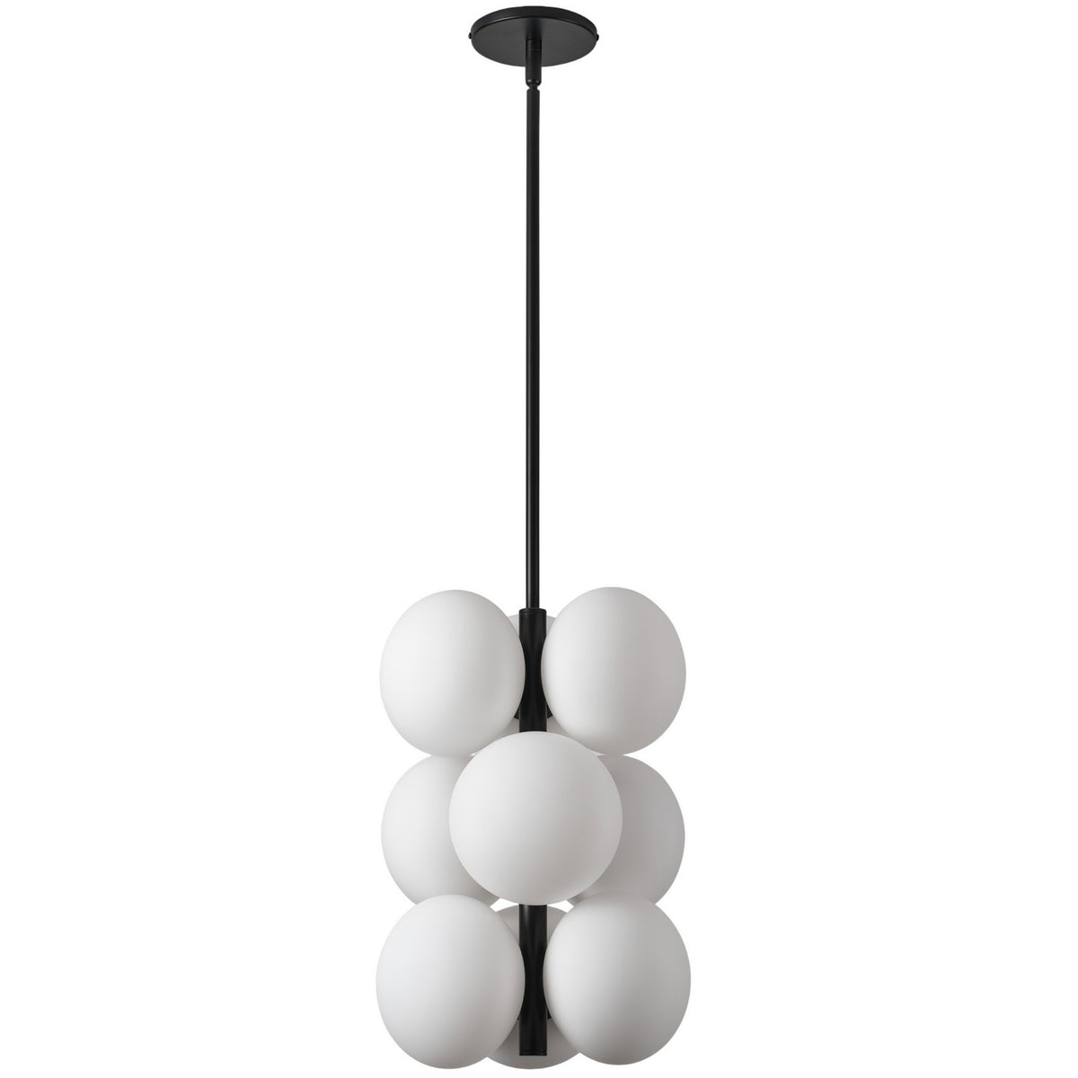 Suspension Burlat nombre ampoules 9, Blanc / Noir mat – Dainolite