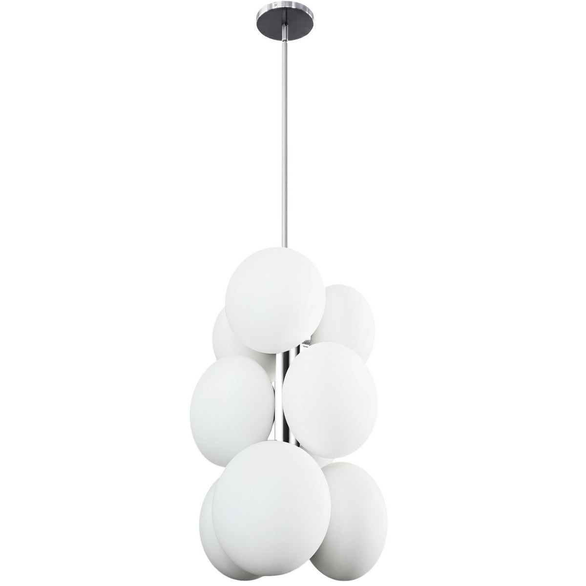 Suspension Burlat nombre ampoules 9, Blanc / Chrome poli – Dainolite
