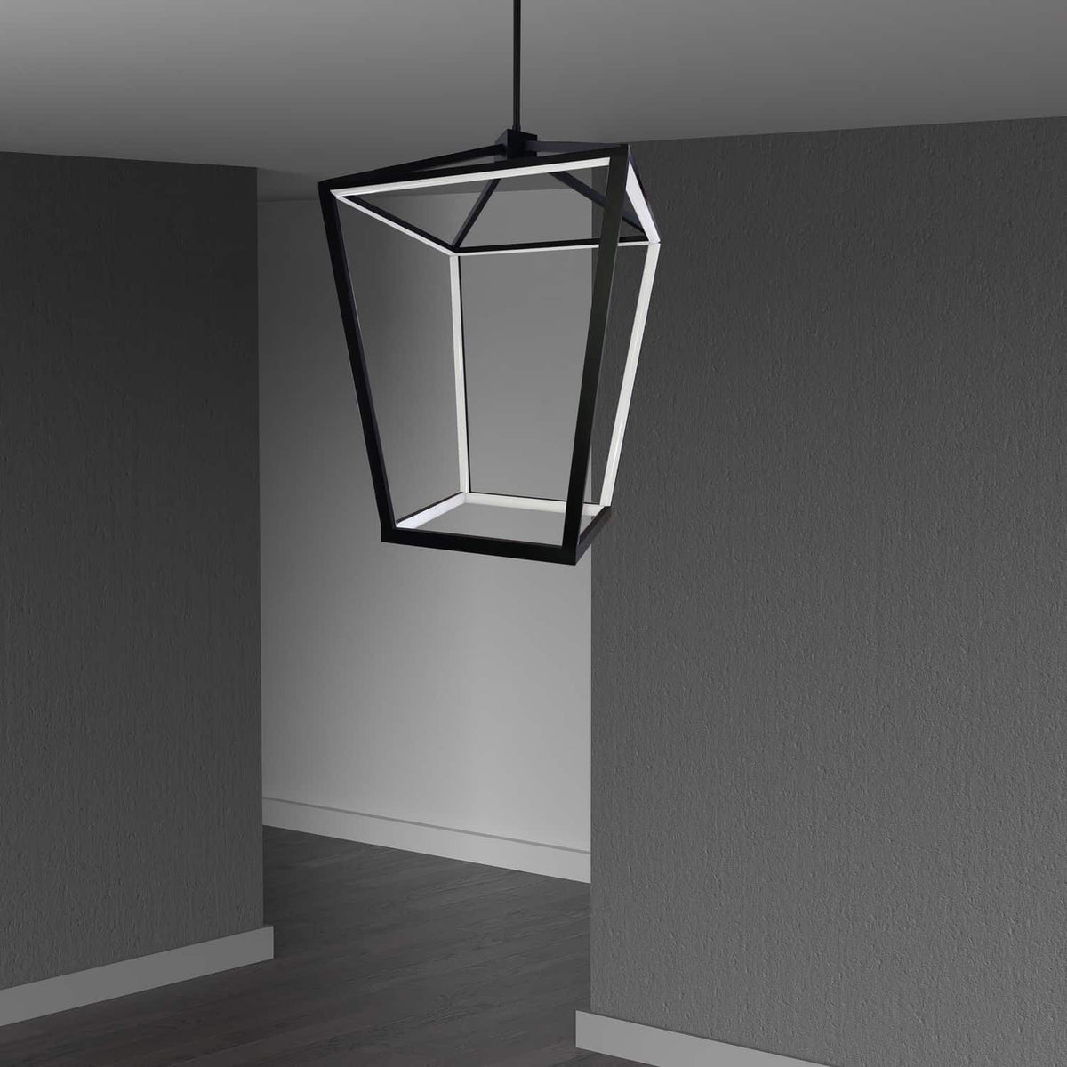 Lustre Cage 17", Noir / Noir mat – vue 3