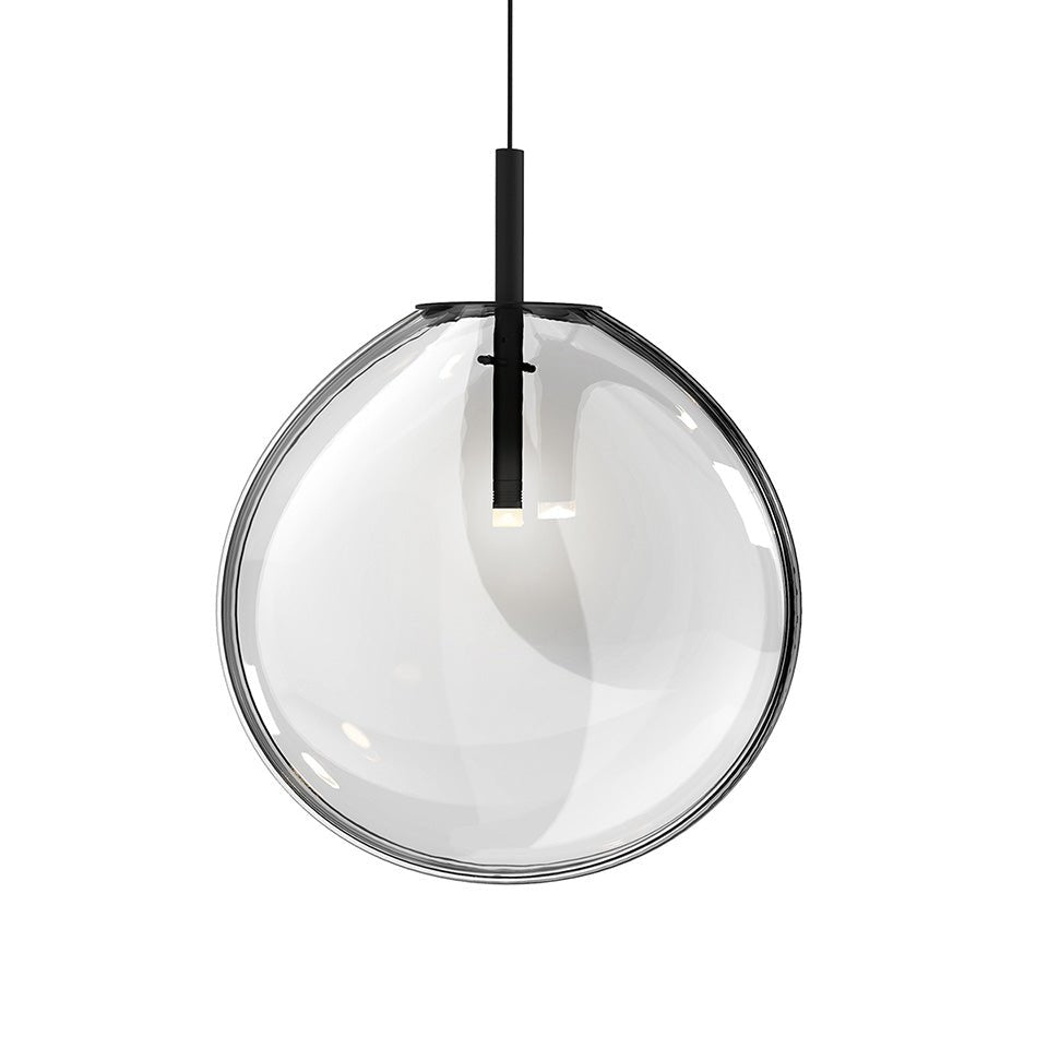 Suspension Cantina Simple - 18.75" Haut (Large) Noir satiné avec verre Transparent by Sonneman | Luminaires & cie