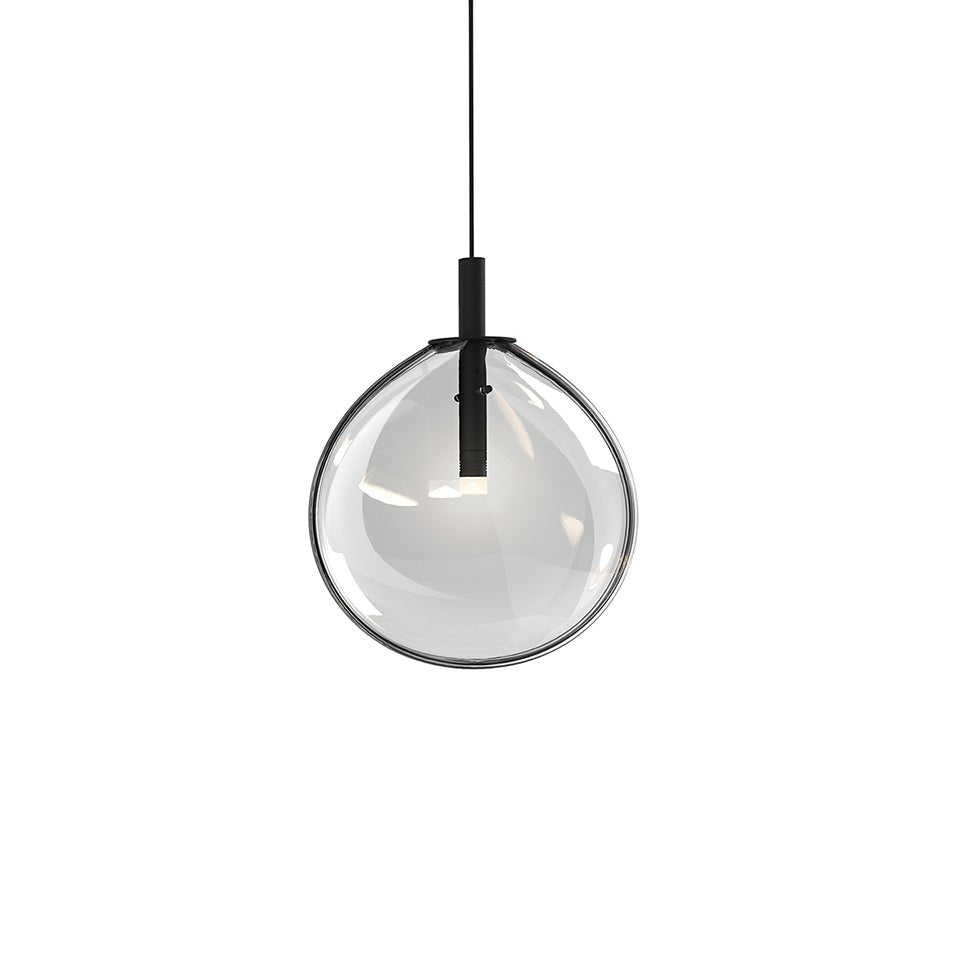 Suspension Cantina Simple - 11.25" Haut (Small) Noir satiné avec verre Transparent by Sonneman | Luminaires & cie