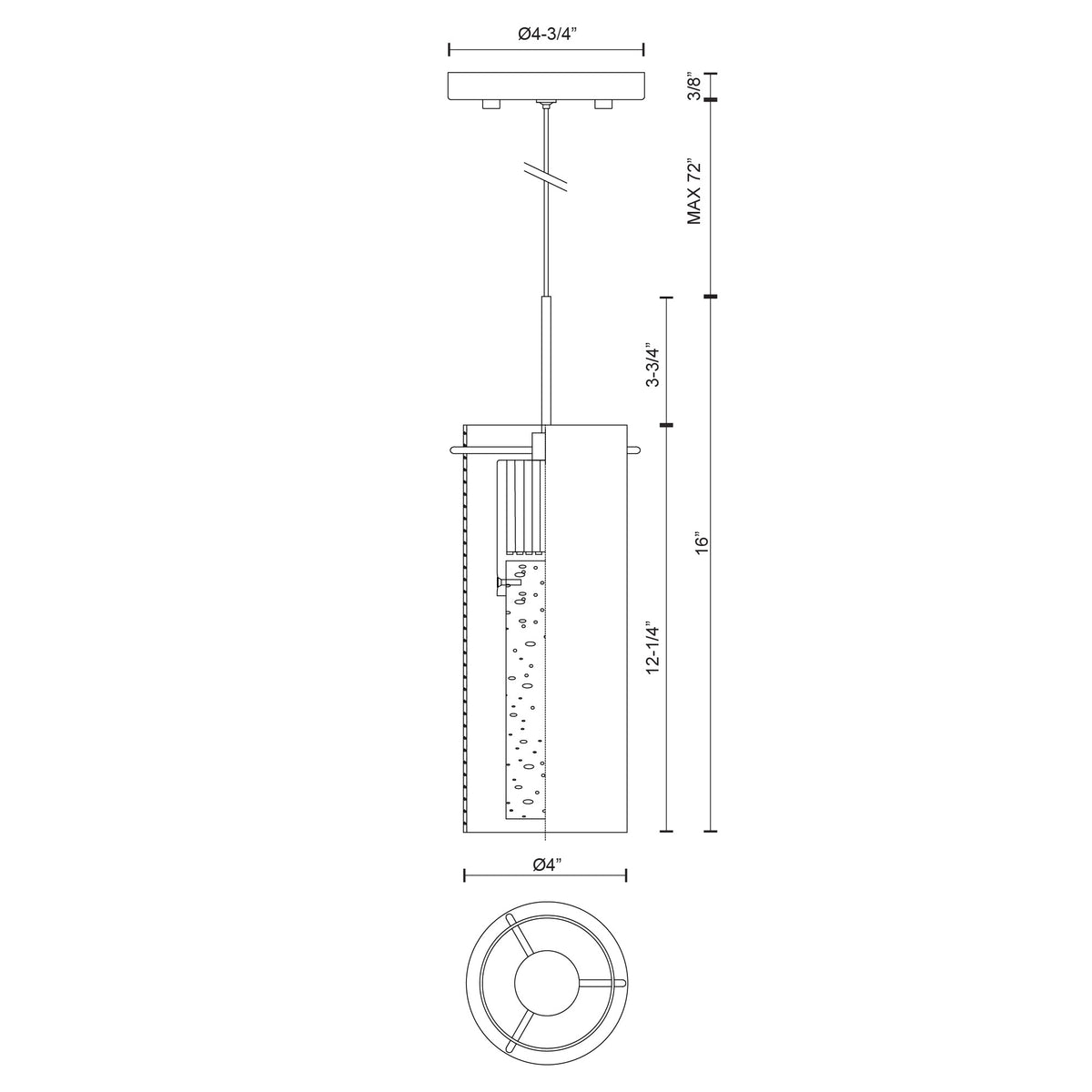 Mini-suspension Champagne – vue 3