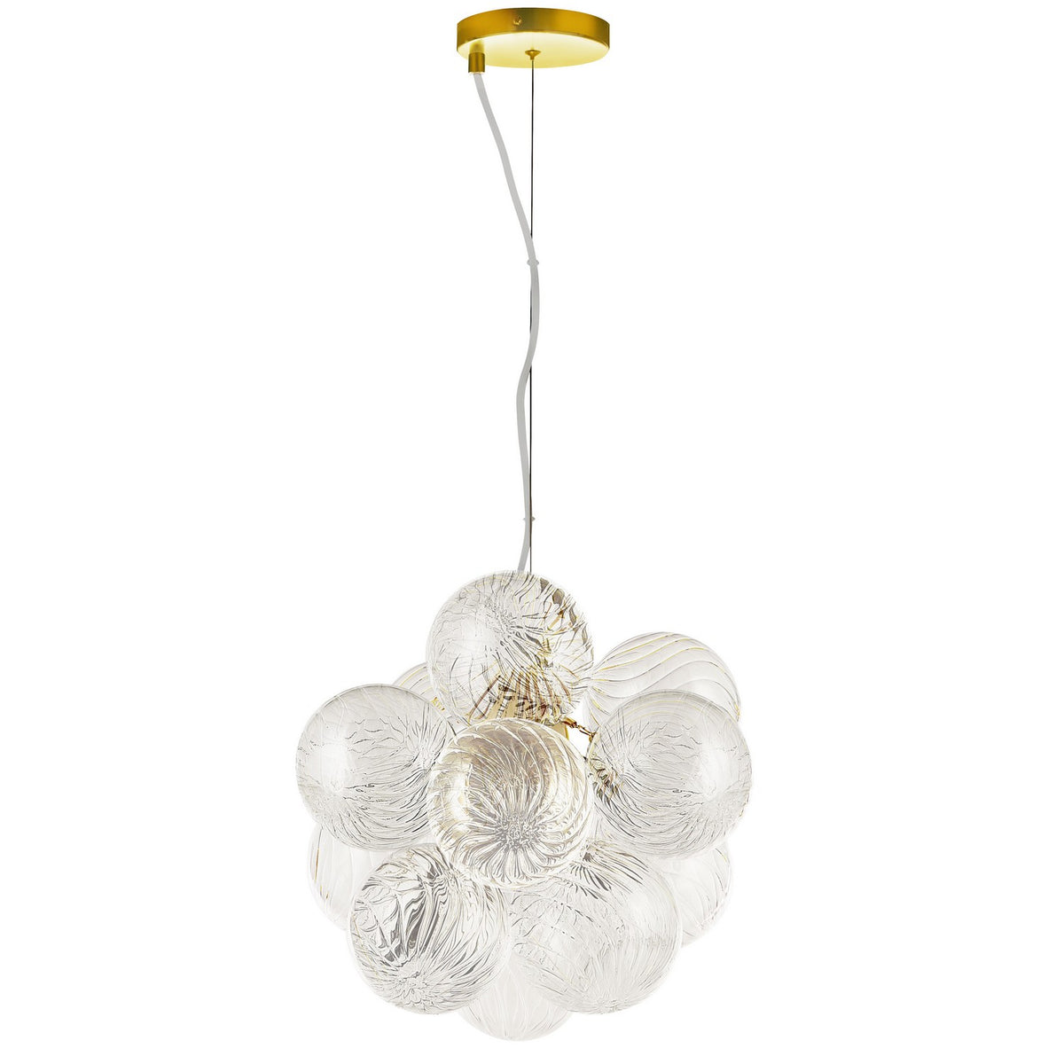 Lustre Charlize 13 1/2", Transparent / Laiton vieilli – Dainolite