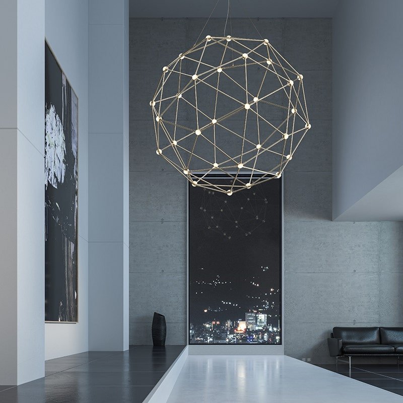 Suspension Constellation Hedron - Nickel satiné by Sonneman | Luminaires & cie