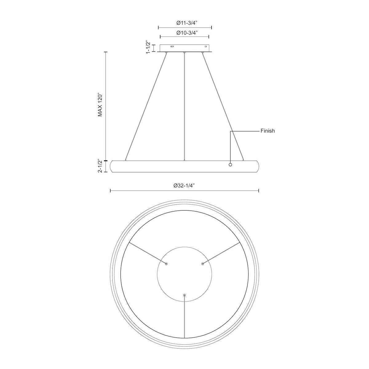 Suspension Cortana Blanc, 32 1/4" – vue 3