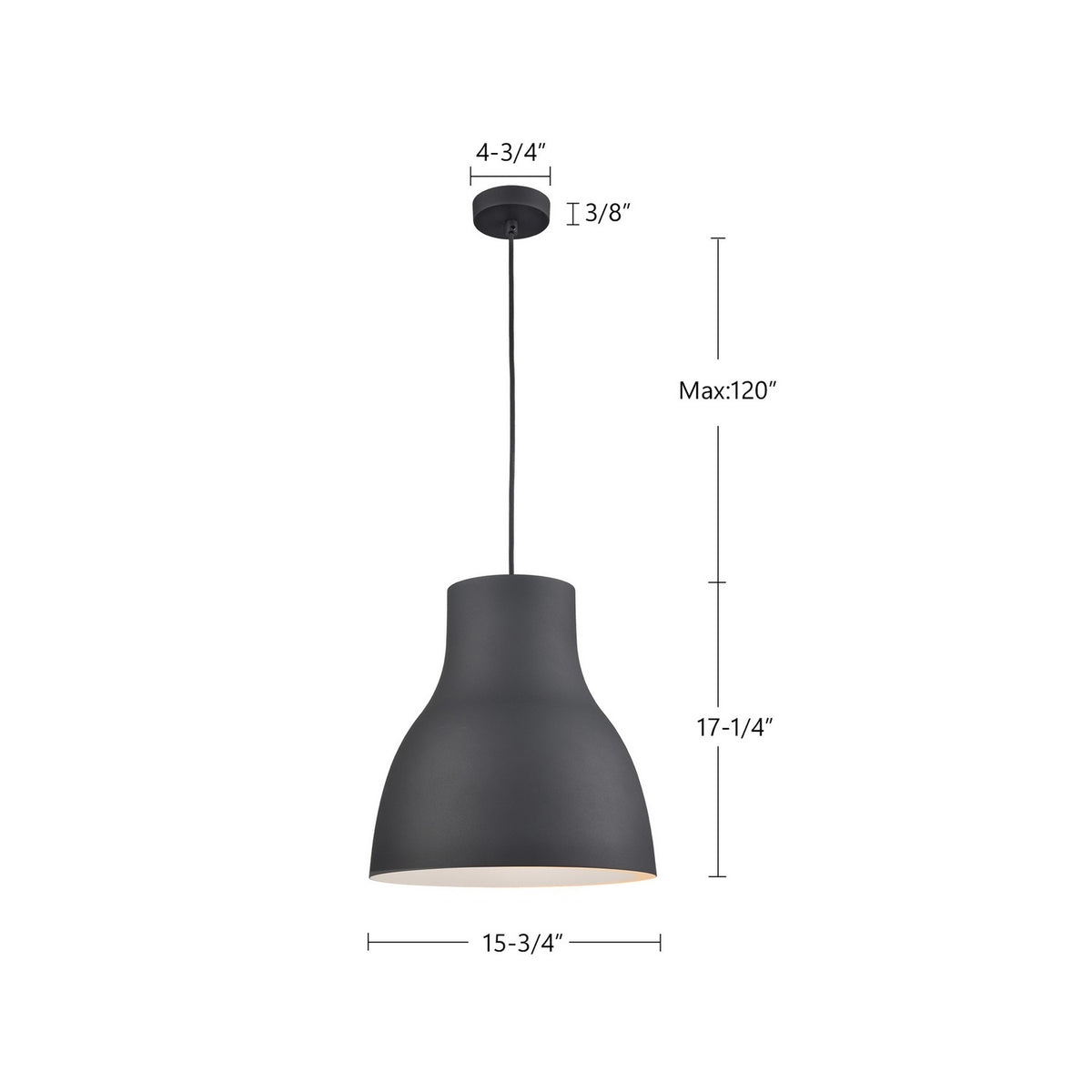 Suspension Cradle Noir, 15 3/4" – vue 2