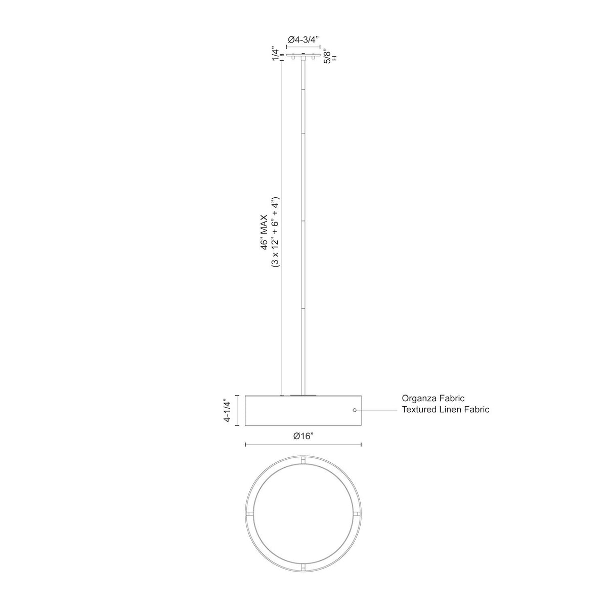 Suspension Dalton Beige, 16" – vue 2