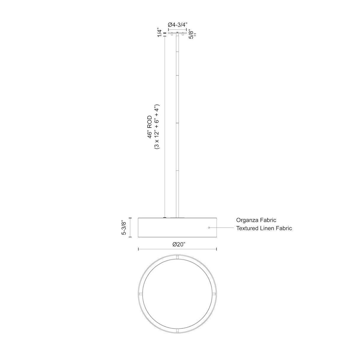 Suspension Dalton Beige, 20" – vue 2
