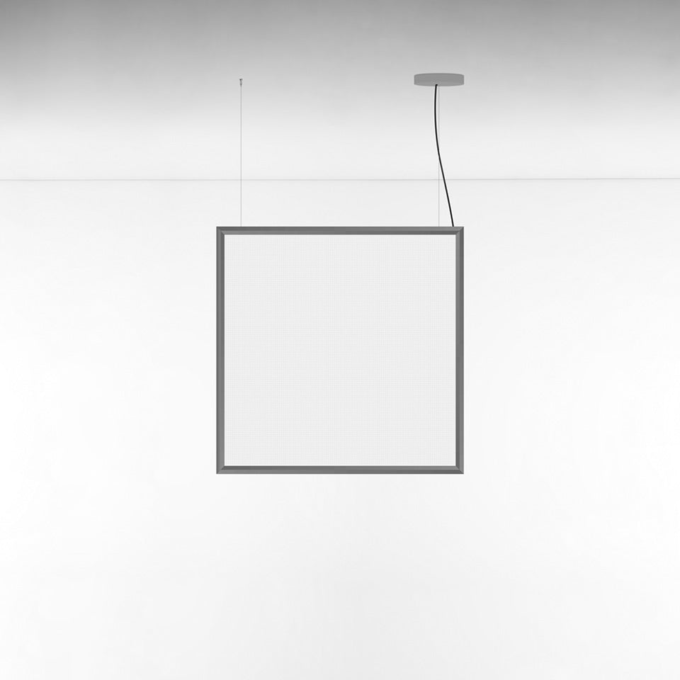 Suspension Discovery Space - Aluminium poli Carré 35" x 35" by Artemide | Luminaires & cie