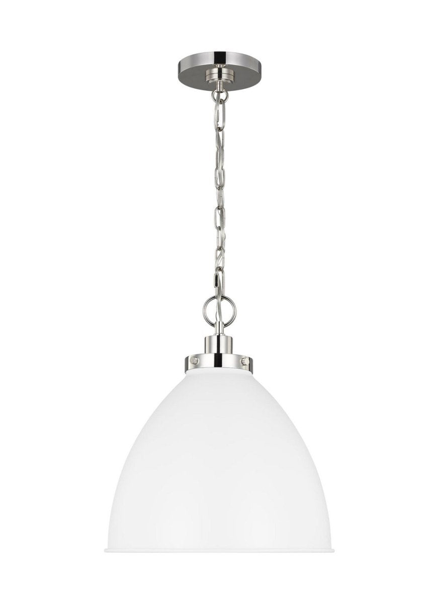 Suspension dôme Wellfleet - Nickel poli Blanc mat 15 5/8" by Visual Comfort Studio | Luminaires & cie
