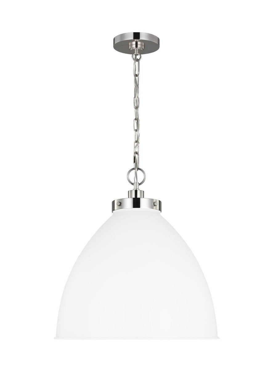 Suspension dôme Wellfleet - Nickel poli Blanc mat 17 1/2" by Visual Comfort Studio | Luminaires & cie