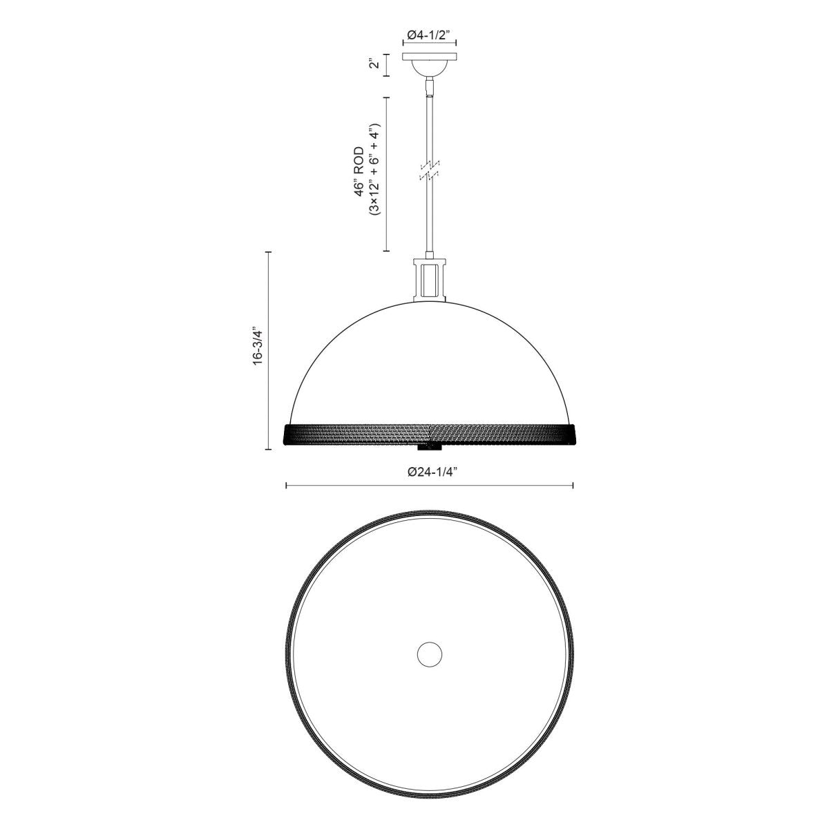 Suspension Doral - Noir mat 24 1/4" by Alora Lighting | Luminaires & cie