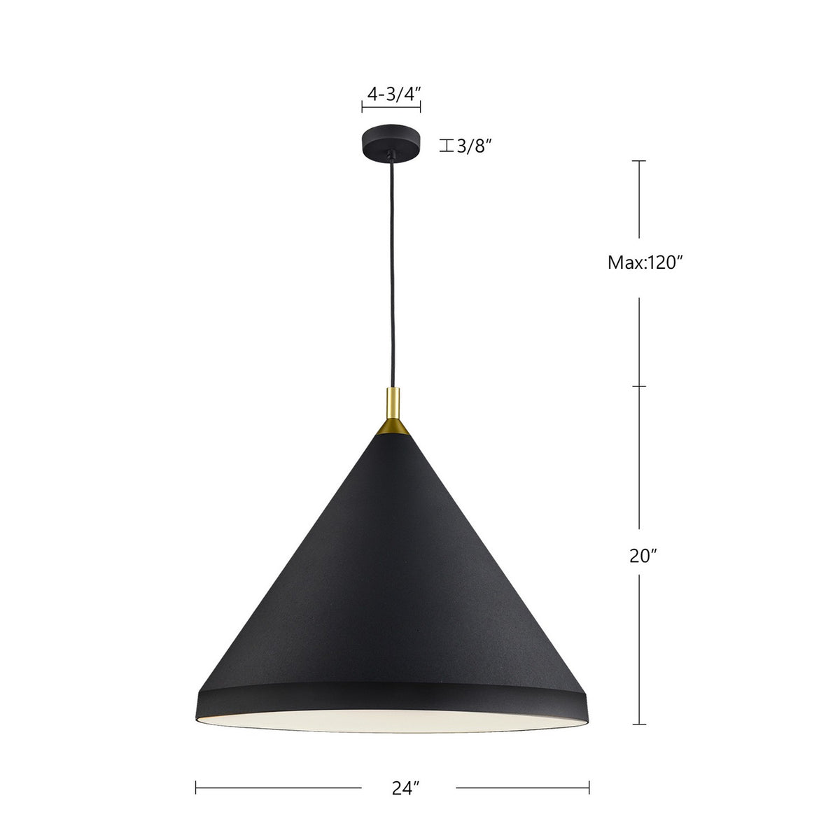 Suspension Dorothy Noir / Or, 24" – vue 2
