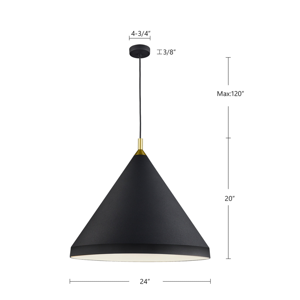 Suspension Dorothy Nickel brossé / Noir, 24" – vue 4