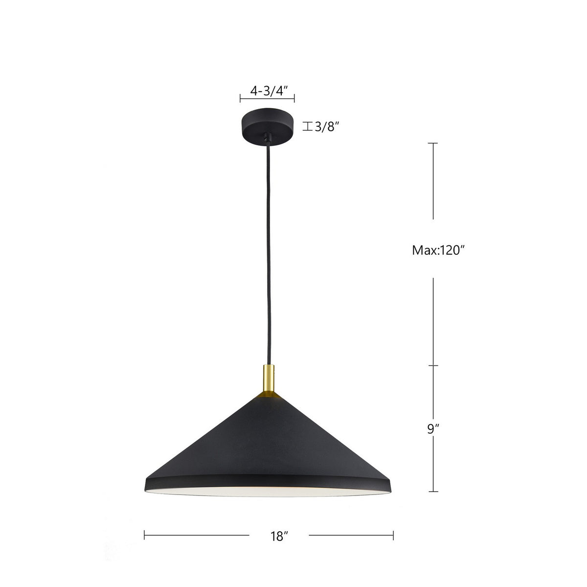Suspension Dorothy Noir / Or, 18" – vue 2