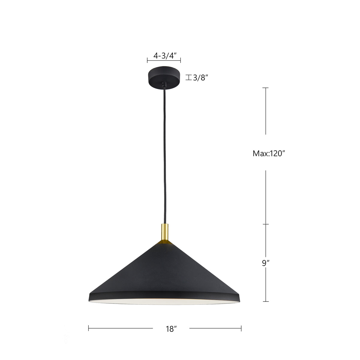 Suspension Dorothy Noir / Or, 18" – vue 4