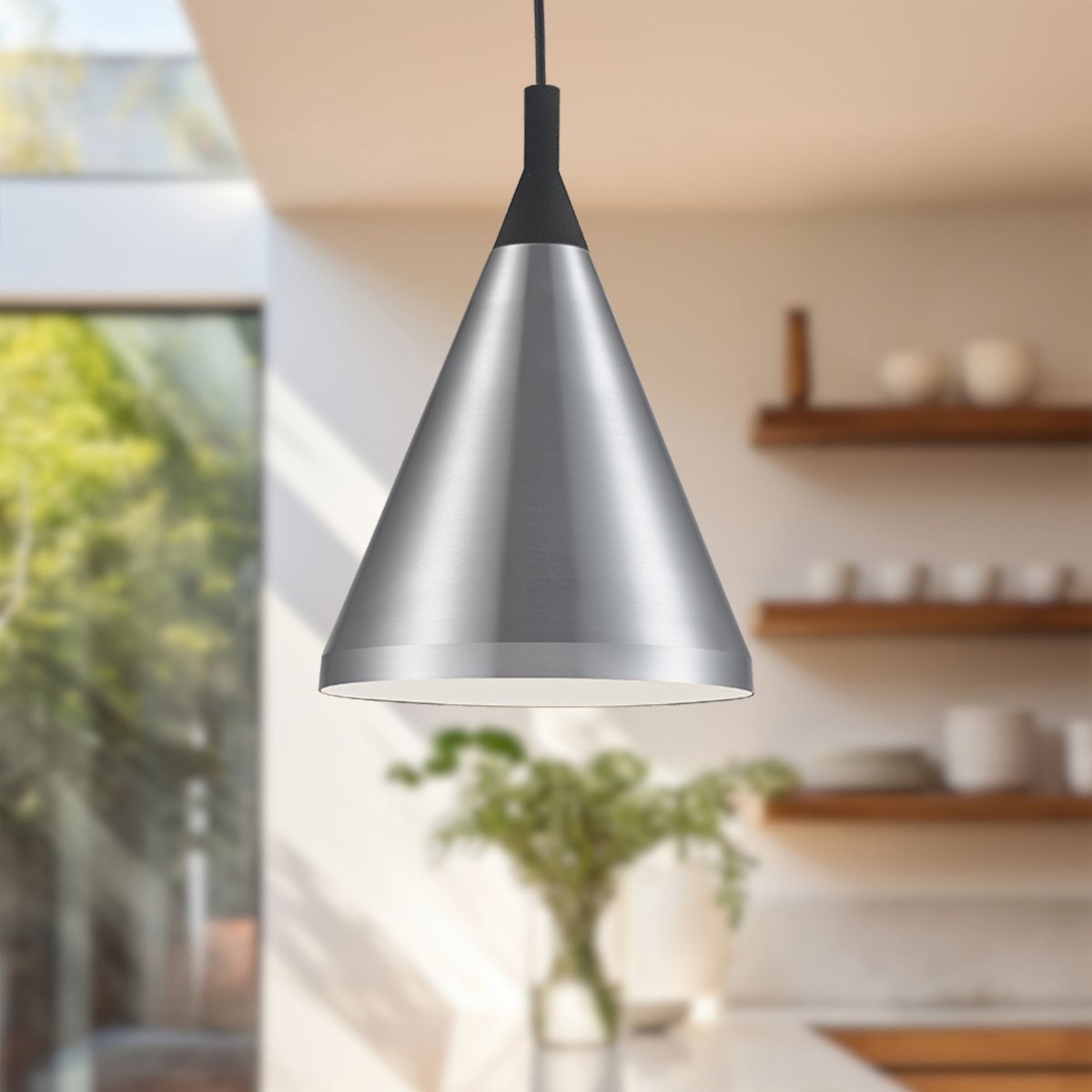 Suspension Dorothy - Nickel brossé avec des détails noirs 10" by Kuzco Lighting | Luminaires & cie