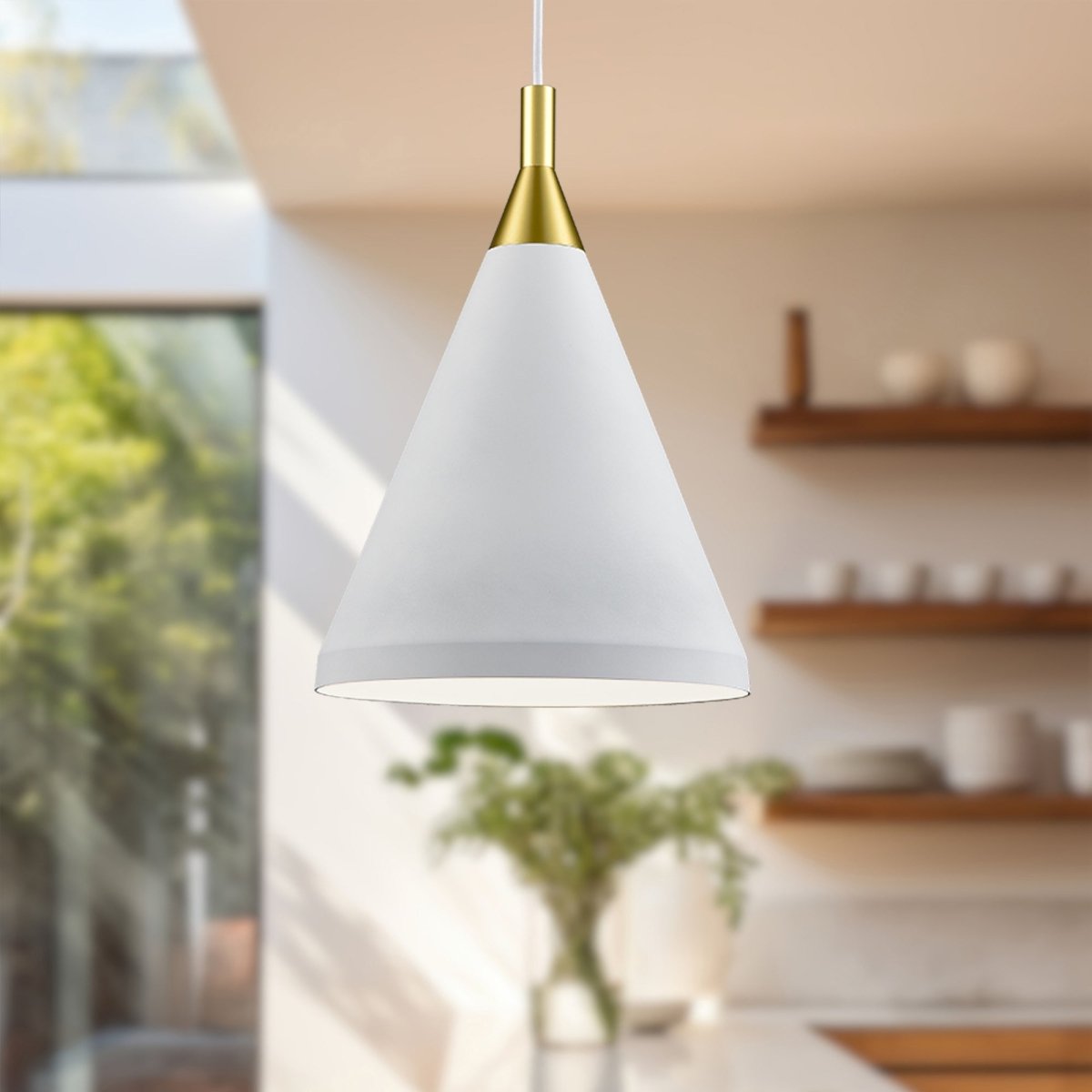 Suspension Dorothy - Blanc avec des détails d'or 10" by Kuzco Lighting | Luminaires & cie