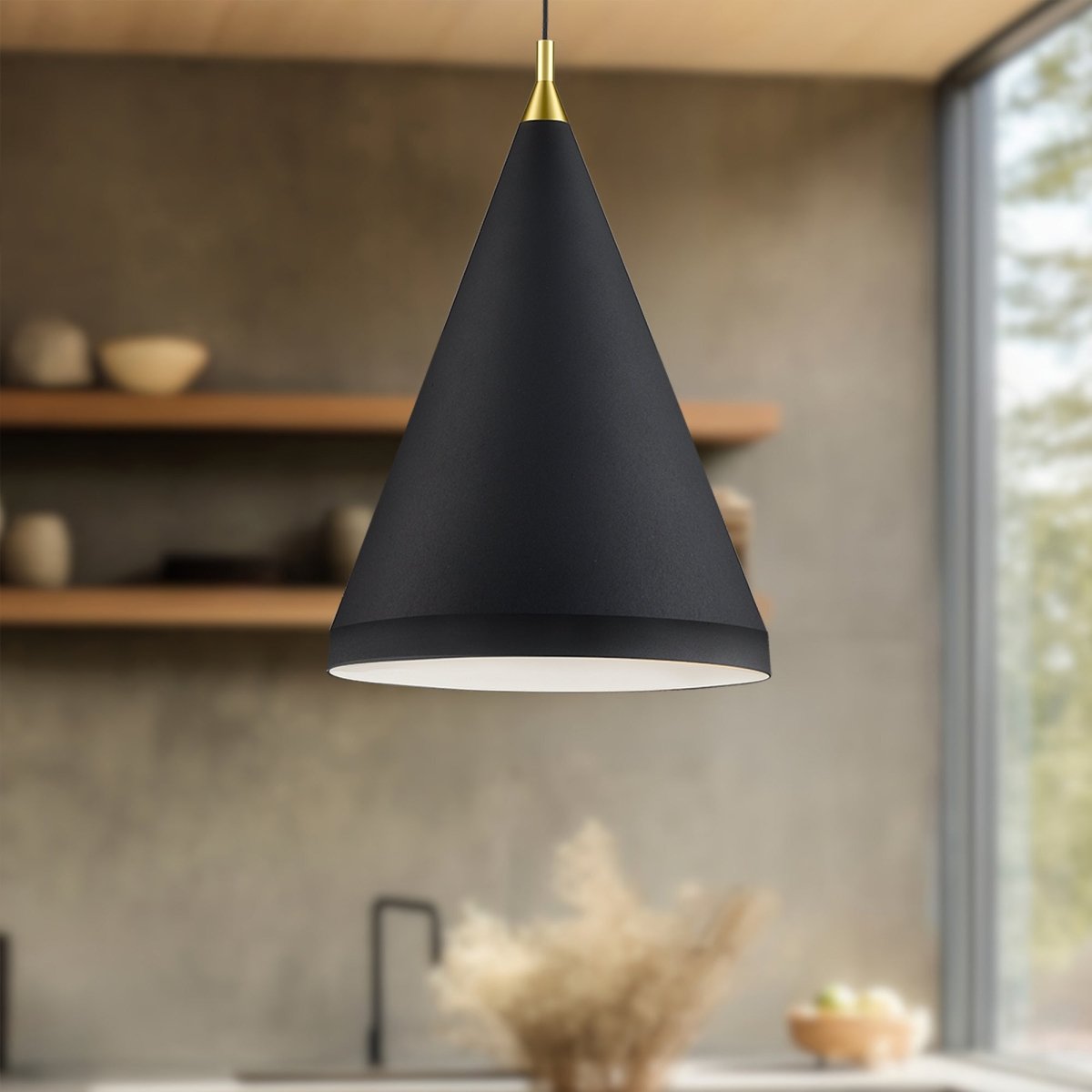 Suspension Dorothy - Noir avec détail d'or 16" by Kuzco Lighting | Luminaires & cie