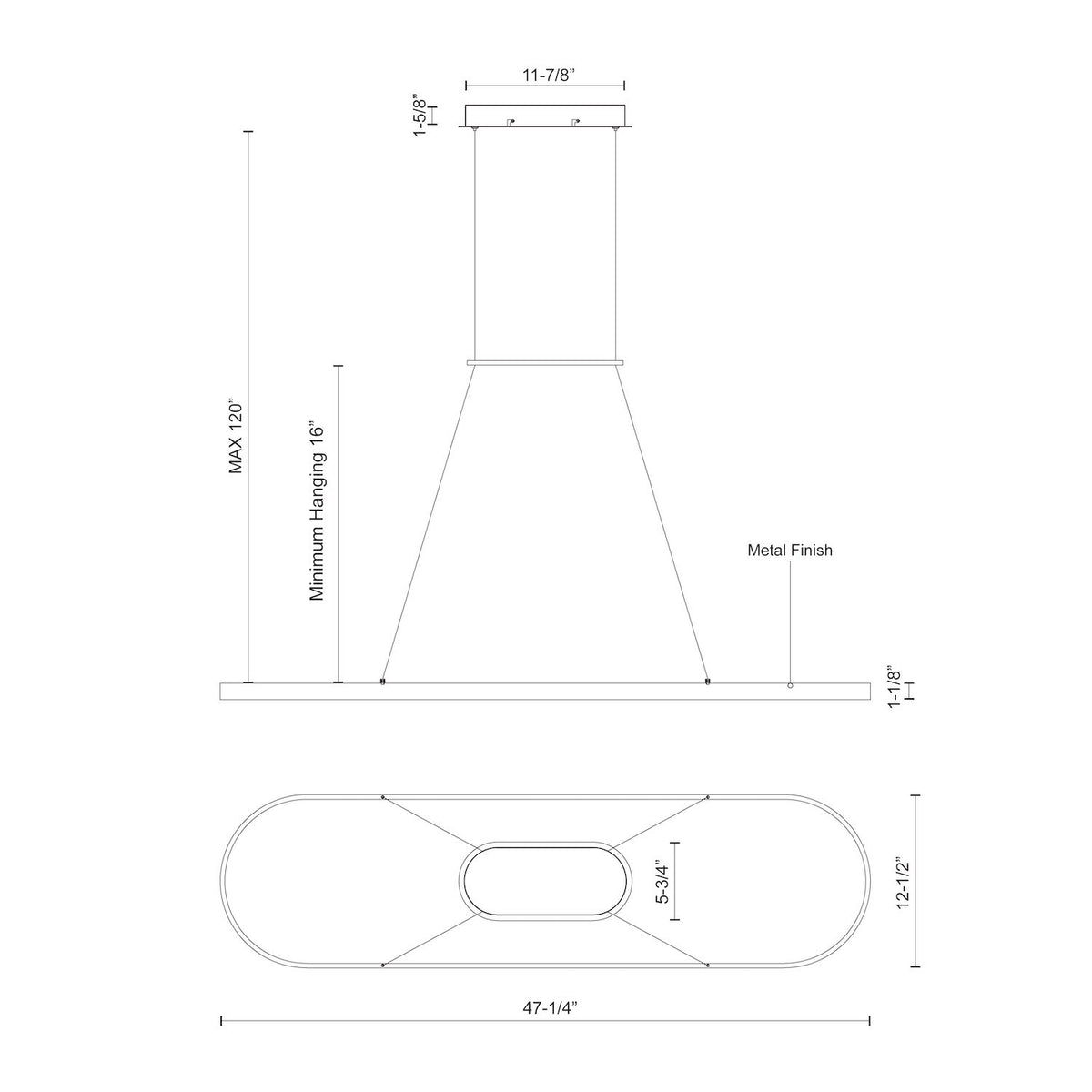 Suspension linéaire Eerie Laiton antique, 47 1/4" – vue 3