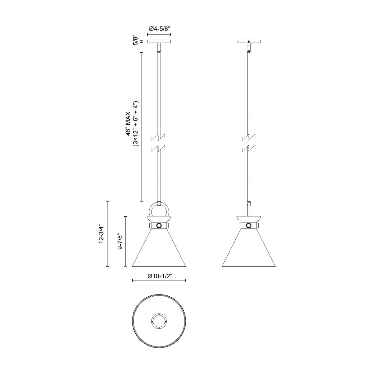 Suspension Emerson - Or vieilli Or vieilli 10 1/2" by Alora Lighting | Luminaires & cie