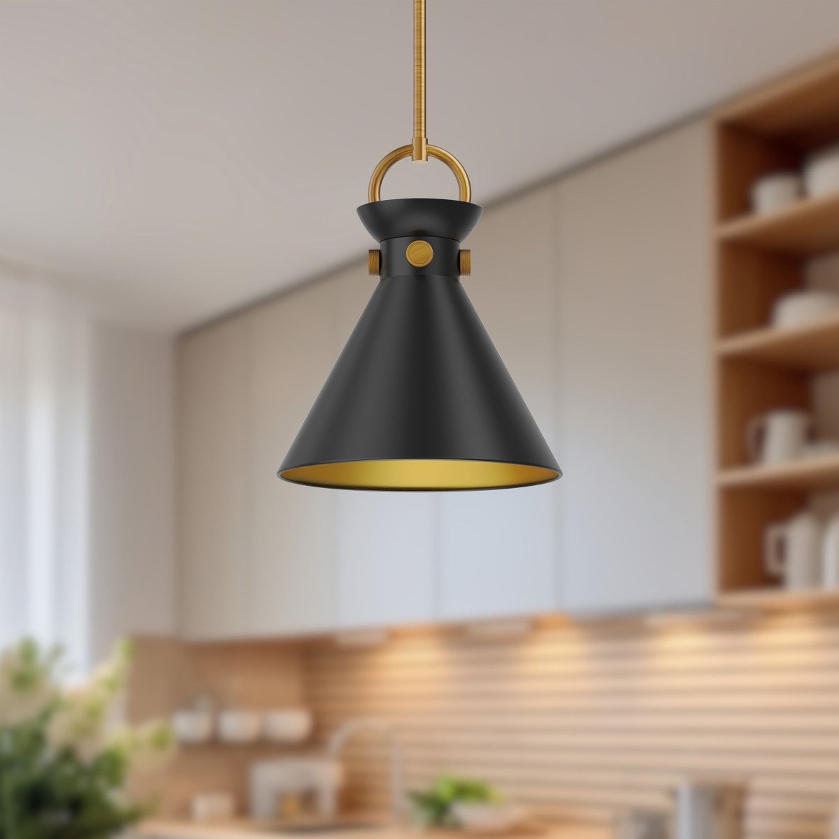 Suspension Emerson - Or vieilli Noir mat 10 1/2" by Alora Lighting | Luminaires & cie