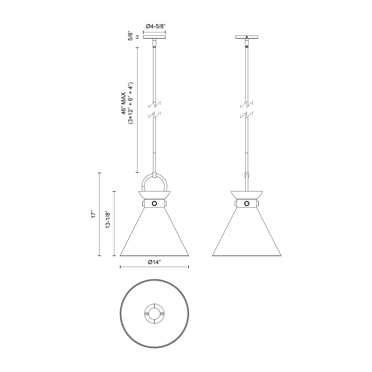 Suspension Emerson - Or vieilli Or vieilli 14" by Alora Lighting | Luminaires & cie