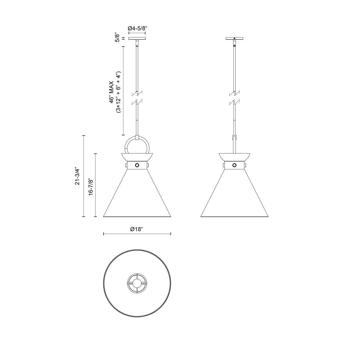 Suspension Emerson - Or vieilli Or vieilli 18" by Alora Lighting | Luminaires & cie