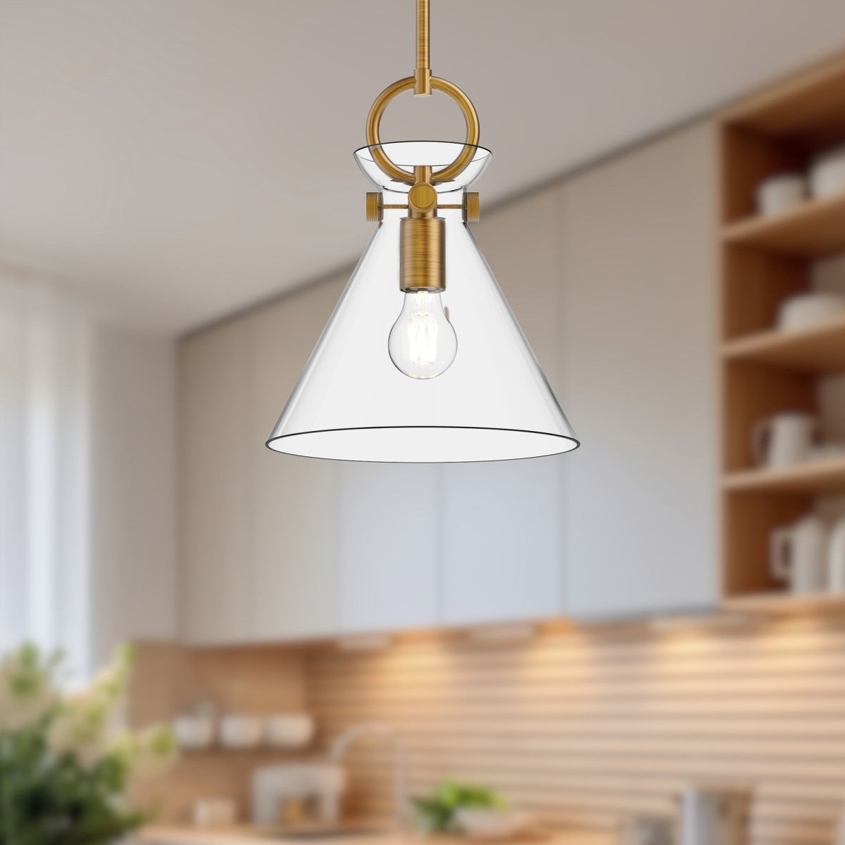 Suspension Emerson - Or vieilli Verre clair 10 1/2" by Alora Lighting | Luminaires & cie
