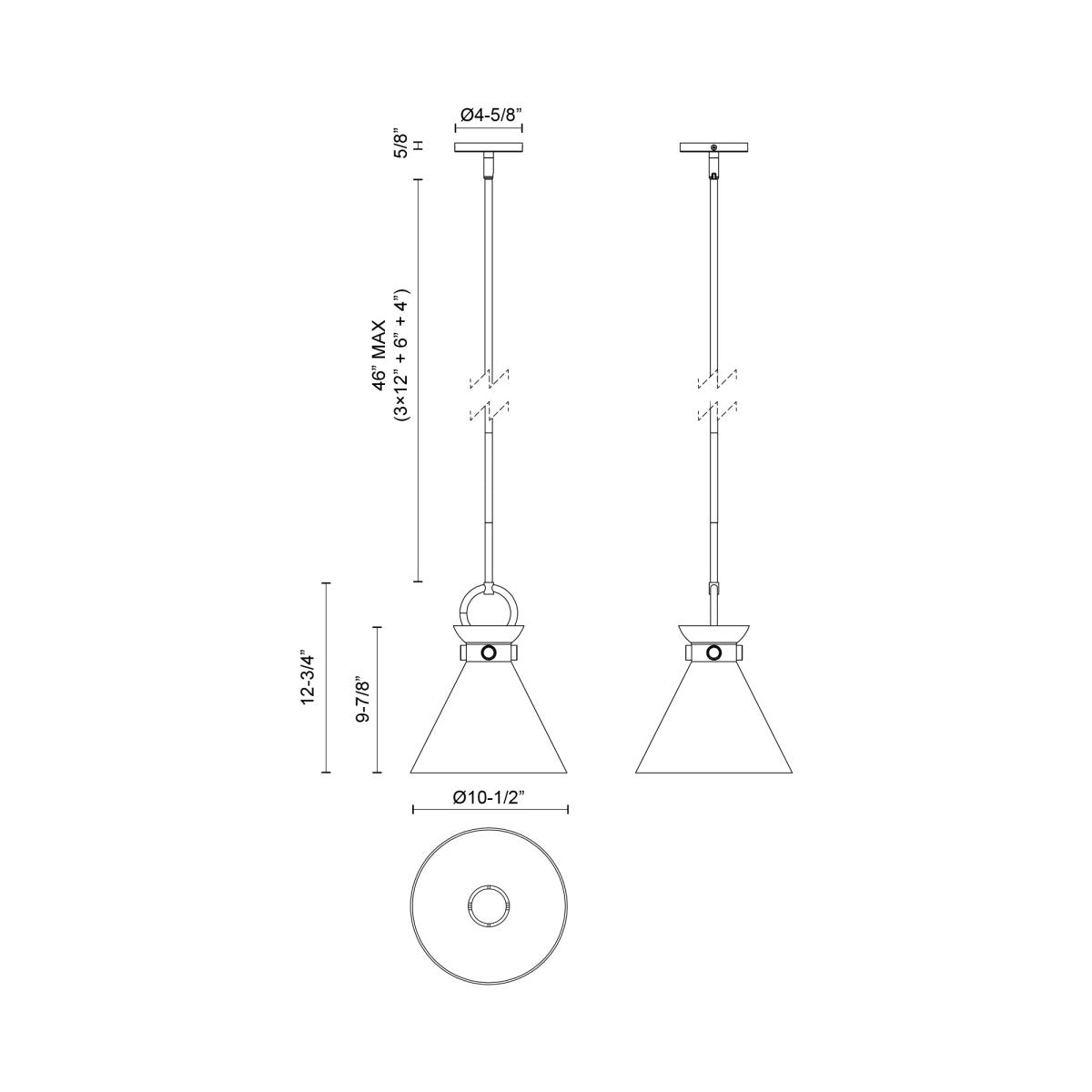 Suspension Emerson - Or vieilli Verre clair 10 1/2" by Alora Lighting | Luminaires & cie