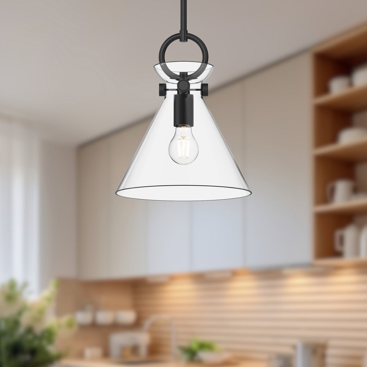 Suspension Emerson - Noir mat Verre clair 10 1/2" by Alora Lighting | Luminaires & cie