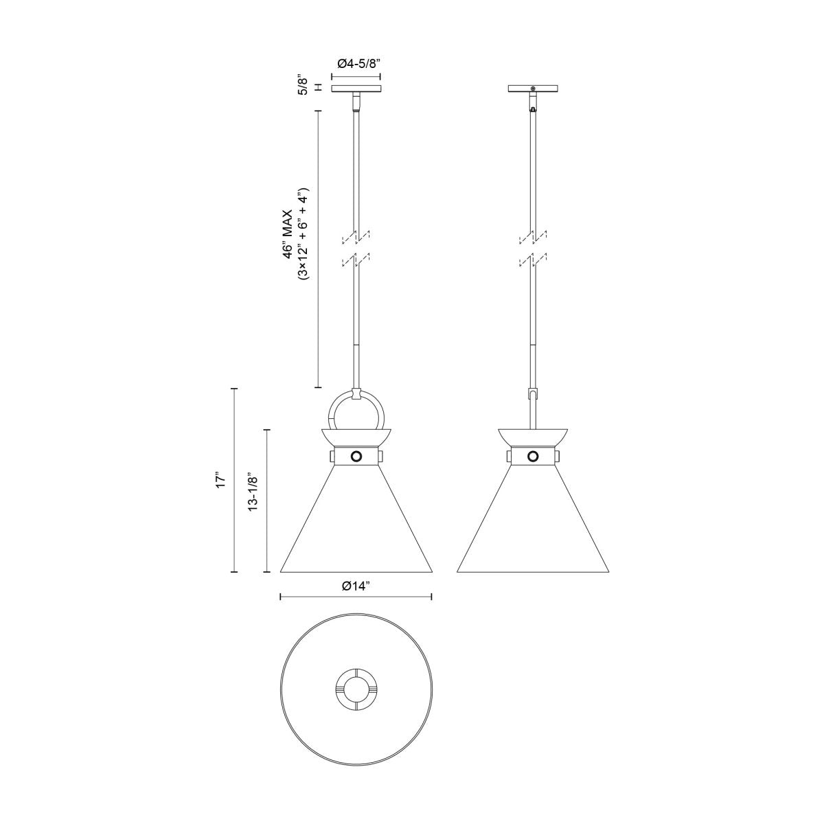 Suspension Emerson - Or vieilli Verre clair 14" by Alora Lighting | Luminaires & cie