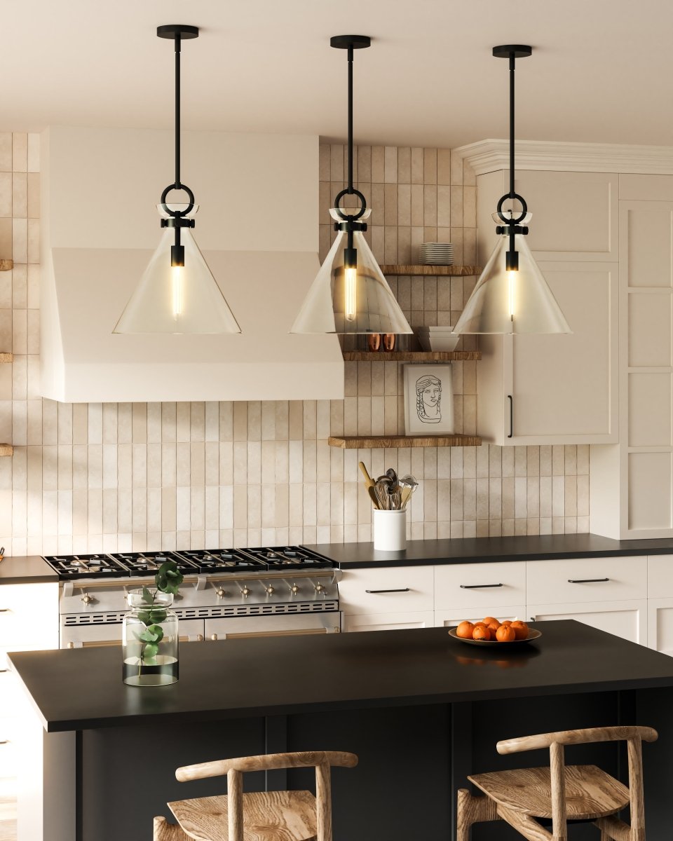 Suspension Emerson - Noir mat Verre clair 14" by Alora Lighting | Luminaires & cie