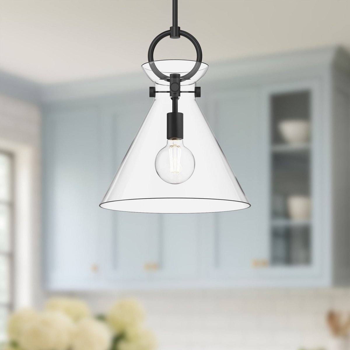 Suspension Emerson - Noir mat Verre clair 14" by Alora Lighting | Luminaires & cie