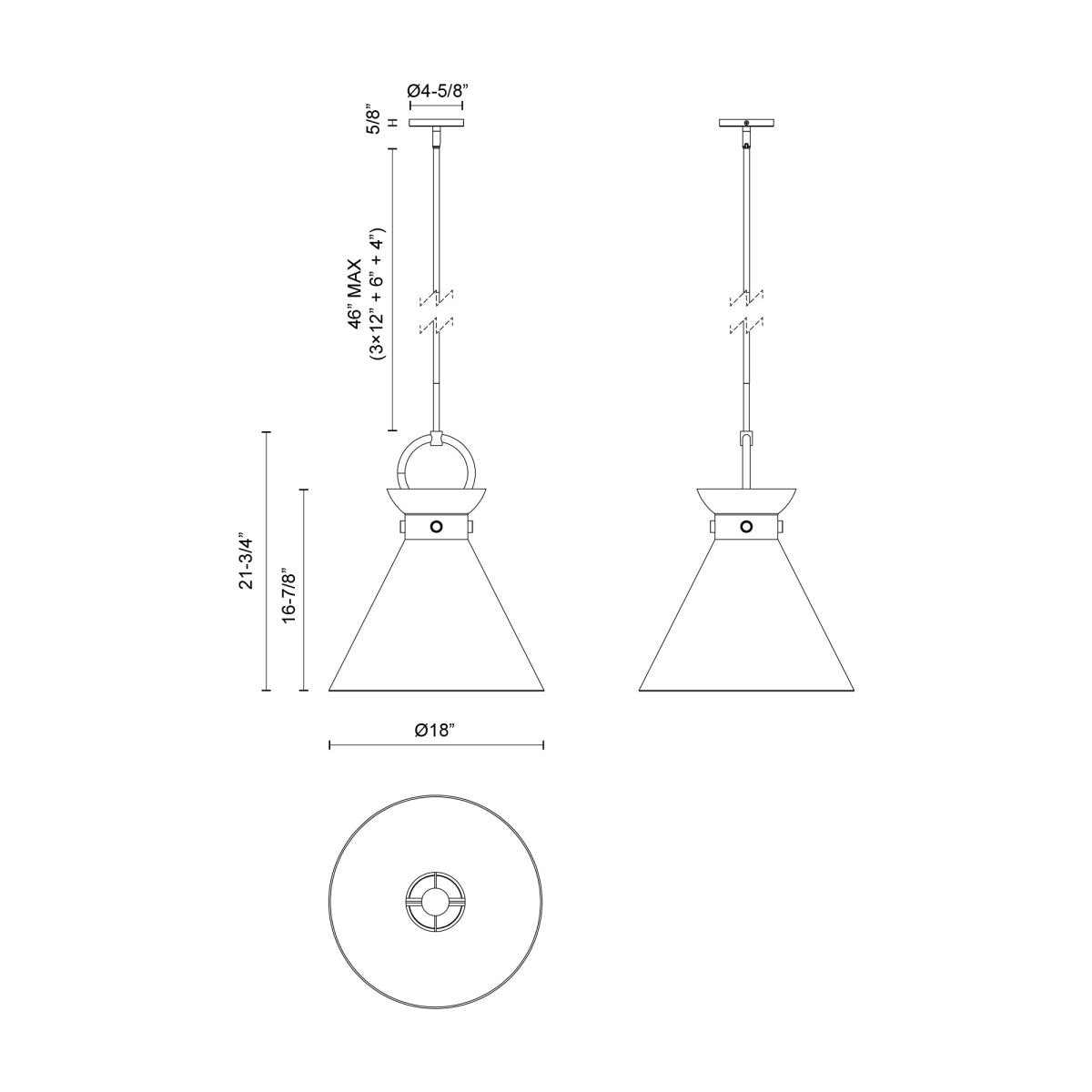 Suspension Emerson - Or vieilli Verre clair 18" by Alora Lighting | Luminaires & cie