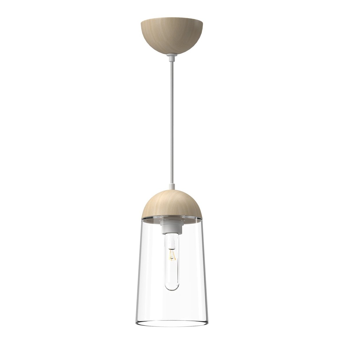 Suspension Emil - Blanc / Chêne by Alora Lighting | Luminaires & cie
