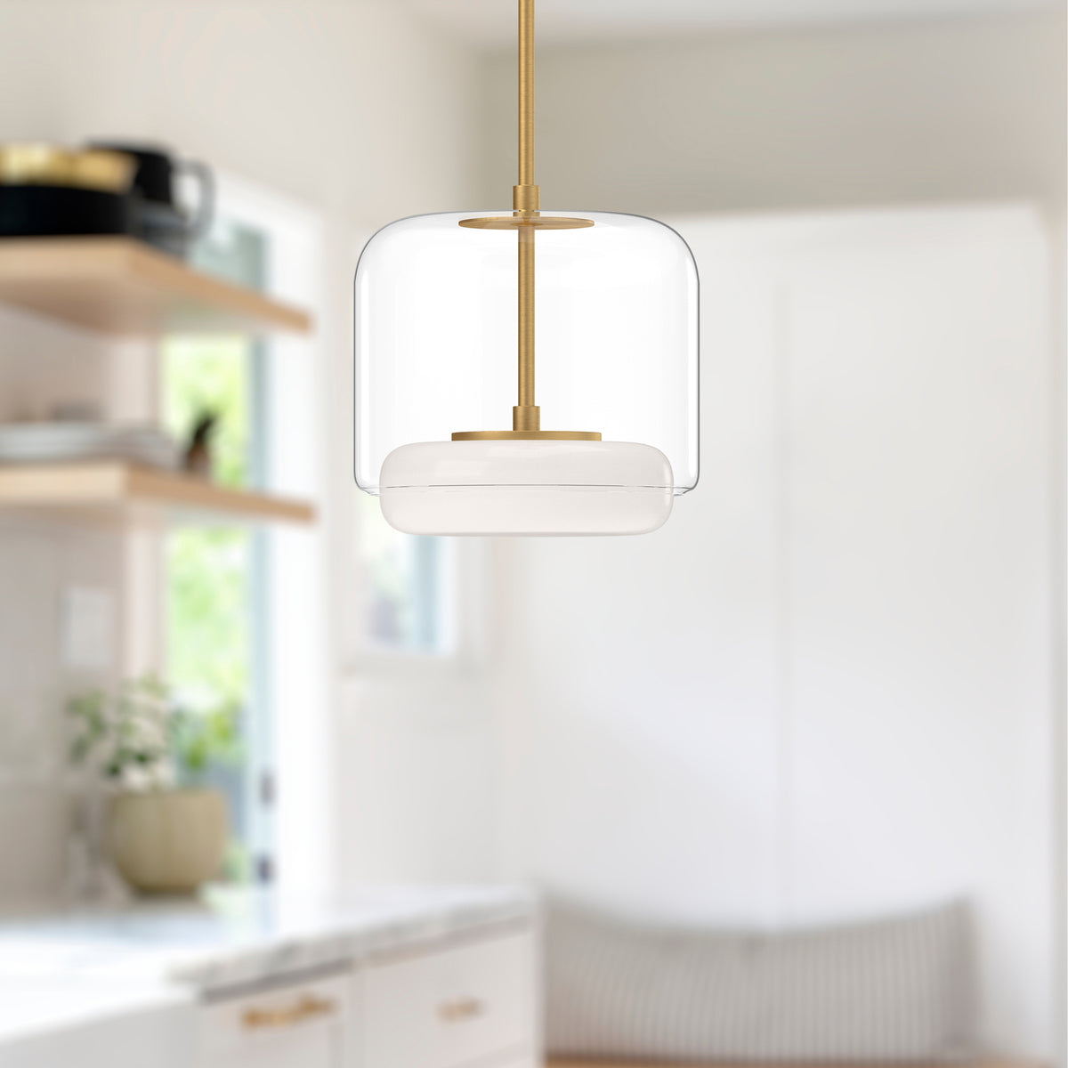 Suspension Enkel Or brossé, Verre transparent, 10 1/4" – vue 2