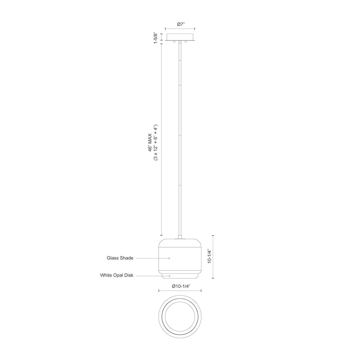 Suspension Enkel Or brossé, Verre transparent, 10 1/4" – vue 3