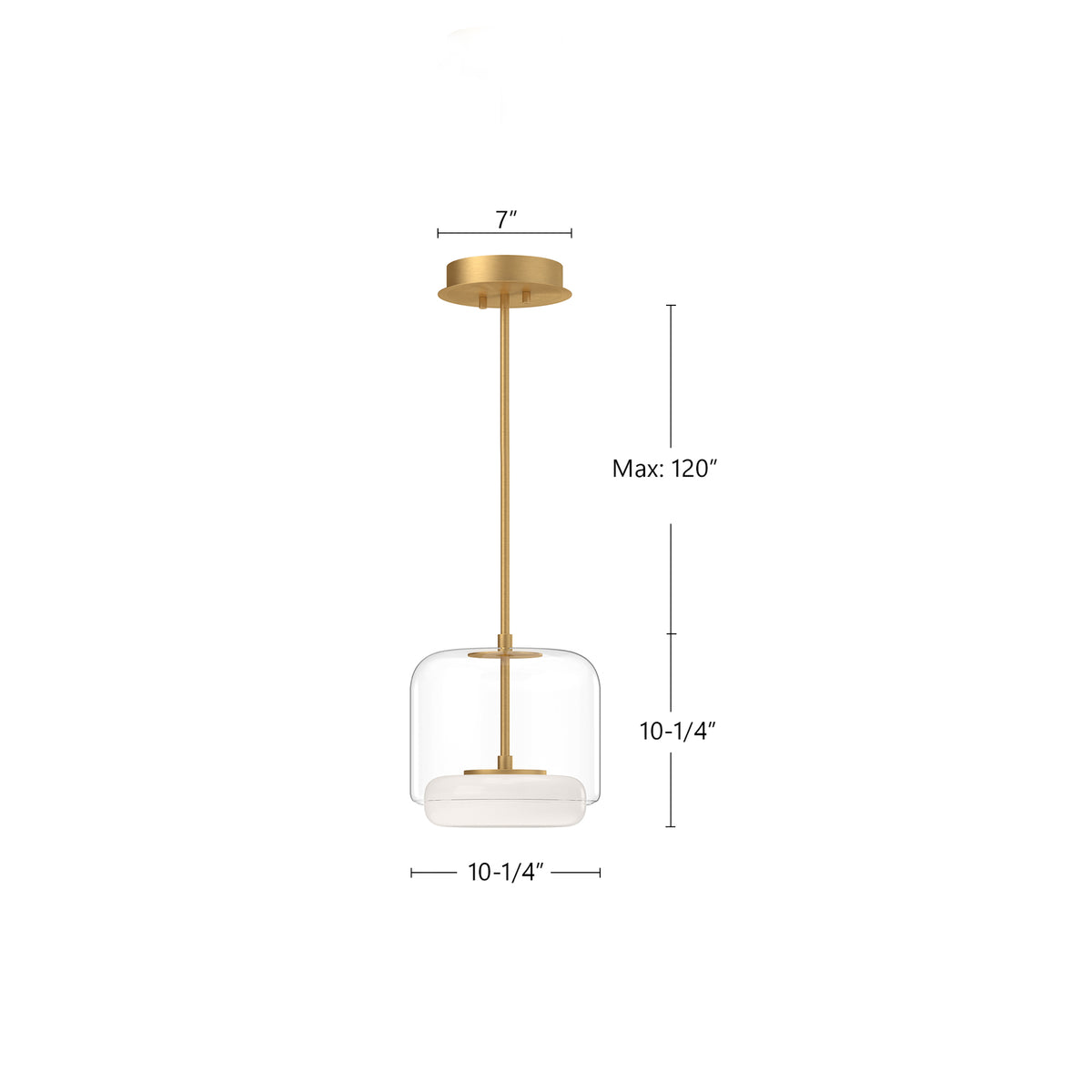 Suspension Enkel Or brossé, Verre transparent, 10 1/4" – vue 4